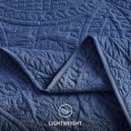 Love's cabin Quilts for Queen Bed Navy Blue Bedspreads - Soft Bed Summer Lightweight Bedspread Comforter - Modern Style Coin Pattern Coverlet for All Season - 3 Pieces (1 Quilt, 2 Pillow Shams)