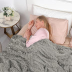Tuddrom Decorative Extra Soft Fuzzy Faux Fur Throw Blanket 50" x 60",Solid Reversible Long Hair Shaggy Blanket,Fluffy Cozy Plush Comfy Microfiber Fleece Blankets for Couch Sofa Bedroom,Quiet Grey