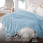 Bedsure GentleSoft Blue Fleece Blanket for Couch - Cozy Soft Blankets for Women, Cute Small Throws for Girls, Light Blue, 90x90 Inches