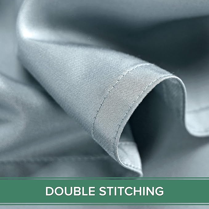 Short Queen Sheets by Pure Bamboo for RV Camper (60"x75") - Genuine 100% Organic Viscose Derived from Bamboo Bed Sheet Set, Soft & Cooling, Lifetime Quality Promise (Short Queen, Sterling Blue)