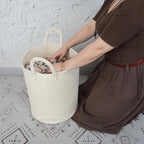 Cotton Rope Laundry Basket Hamper for Clothes Woven Storage Basket for Living Room Bedroom Boho Tall Rope Baskets for Blanket Toys Pillow Towels Baby Nursery Hamper Bin beige