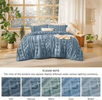 Bedsure Tufted Boho Comforter Set Full Size - Grayish Blue Boho Bed Set, GentleSoft™ 3 Pieces Farmhouse Shabby Chic Embroidery Bedding, Gifts for Woman, Soft Jacquard Full Comforter for All Seasons