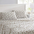 Laura Ashley - Flannel Sheets Twin Size, Anti-Pilling & Wrinkle Resistant Cotton, Touchably Soft for All-Season Comfort - Bed Sheets with Matching Pillowcase & Fitted Sheet (Le Fleur Orange)