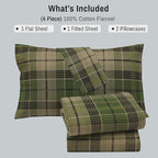 RUVANTI Flannel Sheets California King Size - 100% Cotton Brushed Cal King Bed Sheets Set - Deep Pockets 14 Inches - All Seasons Breathable & Extra Soft - Warm & Cozy, 4 Piece, DNA Plaid
