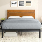 ZINUS Paul Metal and Bamboo Platform Bed Frame, Wood Slat Support, No Box Spring Needed, Easy Assembly, Twin