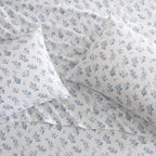 Laura Ashley - Flannel Sheets Queen Size, Anti-Pilling & Wrinkle Resistant Cotton, Touchably Soft for All-Season Comfort - Bed Sheets with Matching Pillowcases & Fitted Sheet (Audrey Blue)