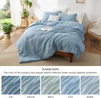 Bedsure Full Comforter Set - Storm Blue Soft Bedding for All Seasons, Cationic Dyed Bed Set, 3 Pieces, 1 Full Size Comforter (82"x86") and 2 Pillow Shams (20"x26"+2")