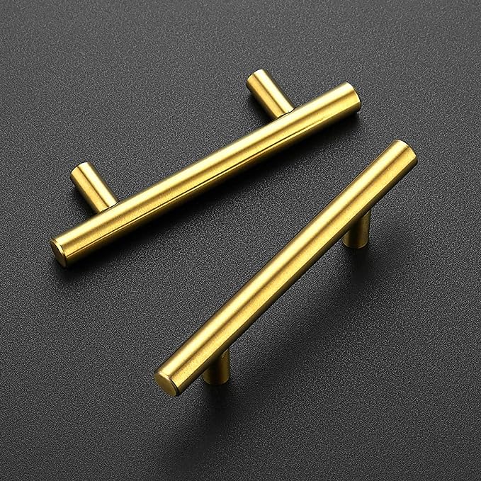 Ravinte 1 Pack 5 Inch Cabinet Pulls Brushed Brass Stainless Steel Kitchen Drawer Pulls Cabinet Handles 5”Length, 3” Hole Center