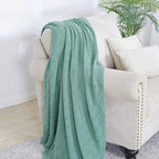 BOURINA Throw Blanket Textured Solid Soft Sofa Throw Couch Cover Knitted Decorative Blanket, 60 inchx80 inch Dark Cyan