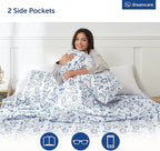 DREAMCARE Full Size Bed Sheets - Luxurious Floral Full Sheet Set - 4 Pc Ultra Soft Breathable Wrinkle Free Brushed Microfiber Floral Blue