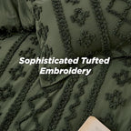Bedsure Tufted Boho Comforter Set Twin Size - Olive Green Boho Bed Set, GentleSoft™ 2 Pieces Farmhouse Shabby Chic Embroidery Bedding, Gifts for Woman, Soft Jacquard Twin Comforter for All Seasons