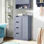 Yaheetech Bathroom Floor Cabinet, Freestanding Storage Organizer Unit Kitchen Cupboard W/ 4 Drawers & Adjustable Shelves, Using for Kitchen/Bathroom, Gray
