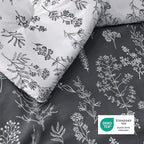 Bedsure King Comforter Set - Dark Grey Bed Set, 3 Pieces Cute Floral Bedding, 1 Soft Reversible Botanical Flowers Comforter and 2 Pillow Shams