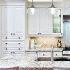 Ravinte 25 Pack Blue Crystal Knobs for Dresser Drawers - 30 mm Glass Cabinet Diamond Shaped Knobs with Silver Base