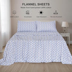 RUVANTI Flannel Sheets King Size - 100% Cotton Brushed King Size Sheets Set - Deep Pockets 16 Inches Bed Sheets - All Seasons Breathable & Extra Soft - Warm & Cozy, 4 Piece, Snow Flake Grey