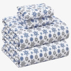 RUVANTI Flannel Sheets King Size - 100% Cotton Brushed King Size Sheets Set - Deep Pockets 16 Inches Bed Sheets - All Seasons Breathable & Extra Soft - Warm & Cozy, 4 Piece, Snow Flake Grey