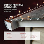 Christmas Light Clips - Set of 600 Mini Clips for Gutters and Shingles - Hanging Outdoor Lights - USA Made - No Tools Required