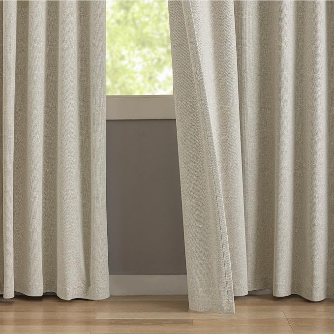 KangBang Pinch Pleated Drapes Blackout 84 Inch Length 2 Panels Set, Thermal Insulated Pleated Drapes with Hooks for Bedroom Living Room, Elegant Modern Decor, Linen, 42" W x 84" L