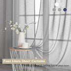 Aiyufeng Kirei Elegant Grey Linen Look Sheer Curtains for Window Decor, Rod Pocket Gray Flax Window Treatment Privacy with Light Filter Vertical Drapes for Bedroom, Charcoal Grey, W40 x L63, 2 Panels