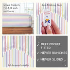 California Design Den Printed Twin XL Sheet Sets - 400 Thread Count Sateen, Natural 100% Cotton Sheets, Deep Pockets, Cooling and Durable Bedding Set - Rainbow Striped