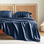 Bedsure Full Size Bed Sheets, Cooling Sheets, Rayon Derived from Bamboo, Breathable & Soft, Deep Pocket Up to 16 Inches, Hotel Luxury Silky Bedding for Hot Sleepers, Navy