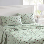 Laura Ashley - Flannel Sheets Full Size, Anti-Pilling & Wrinkle Resistant Cotton, Touchably Soft for All-Season Comfort - Bed Sheets with Matching Pillowcases & Fitted Sheet (Holiday Pups Green)