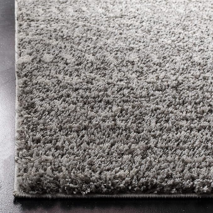 SAFAVIEH Arizona Shag Collection Area Rug - 10' Square, Charcoal/Beige, Geometric Design, Plush 1.6 Inch Thick Ideal for High Traffic Areas in Living Room, Bedroom, Dining (ASG741B)