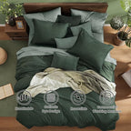 Monbix Queen Comforter Set - 7 Pieces Cationic Dyeing Deep Forest Bed in a Bag Queen Bedding Sets with Comforter, Sheets, Pillowcases & Shams, Reversible Bedding Comforters Sets