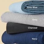 Bedsure Cotton Duvet Cover King - 100% Cotton Waffle Weave Navy Blue Duvet Cover King Size, GentleSoft™ and Breathable Bedding Set for All Season, 3 Pieces, 104"x90"