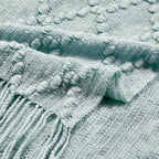 BOURINA Aqua Throw Blanket 50 x70 Inches Jacquard Argyle Throw Textured Solid Soft Throws and Blankets for Sofa or Bed Knitted Decorative Blanket