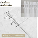 Aiyufeng Kirei Faux Linen White Sheer Curtains 84 Inches Long 2 Panels Set, Light Filtering Slub Textured Farmhouse Rod Pocket Sheer Curtain Drapes for Living Room Bedroom, Each 40Wx84L Inch