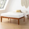 Mellow Naturalista Classic 16 Inch Solid Wood Platform Bed with Wooden Slats, Cherry, Queen