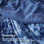 Bedsure GentleSoft Sherpa Fluffy Blanket Twin Size - Fleece Warm and Cozy Throw for Women Gift, Plush & Fuzzy Faux Fur Christmas Blanket for Couch, Bed Decor, Tie Dye Design, Indigo, 60x80 Inches