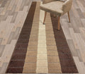 Custom Size Modern Geometric Pattern Carpet Runner Rug for Hallways, Slip Resistant Latex Rubber Backed, 31 inch Wide X Customized Length, Squares Brown, 31 inch X 28 feet