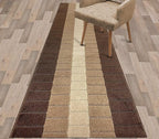 Custom Size Modern Geometric Pattern Carpet Runner Rug for Hallways, Slip Resistant Latex Rubber Backed, 31 inch Wide X Customized Length, Squares Brown, 31 inch X 27 feet