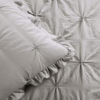 Lush Decor Ravello Pintuck Ruffle Skirt Bedspread Set - Luxe 3 Piece Ruffled Bedding Set - Traditional Glam & Farmhouse Inspired Bedroom Decor - Queen, Light Gray