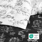 Bedsure King Comforter Set - Black Bed Set, 3 Pieces Cute Floral Bedding, 1 Soft Reversible Botanical Flowers Comforter and 2 Pillow Shams
