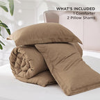 Bedsure Full Comforter Set - Brown Soft Bedding for All Seasons, Cationic Dyed Bed Set, 3 Pieces, 1 Full Size Comforter (82"x86") and 2 Pillow Shams (20"x26"+2")