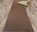 Custom Size Modern Geometric Pattern Carpet Runner Rug for Hallways, Slip Resistant Latex Rubber Backed, 31 inch Wide X Customized Length, Circles Brown, 31 inch X 19 feet