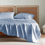 Bedsure Full Size Bed Sheets, Cooling Sheets, Rayon Derived from Bamboo, Breathable & Soft, Deep Pocket Up to 16 Inches, Hotel Luxury Silky Bedding for Hot Sleepers, Dusty Blue