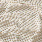 Bedsure Cooling Cotton Waffle Oversized King Blanket - Lightweight Breathable Blanket of Rayon Derived from Bamboo for Hot Sleepers, Light Beige, 120x96 Inches