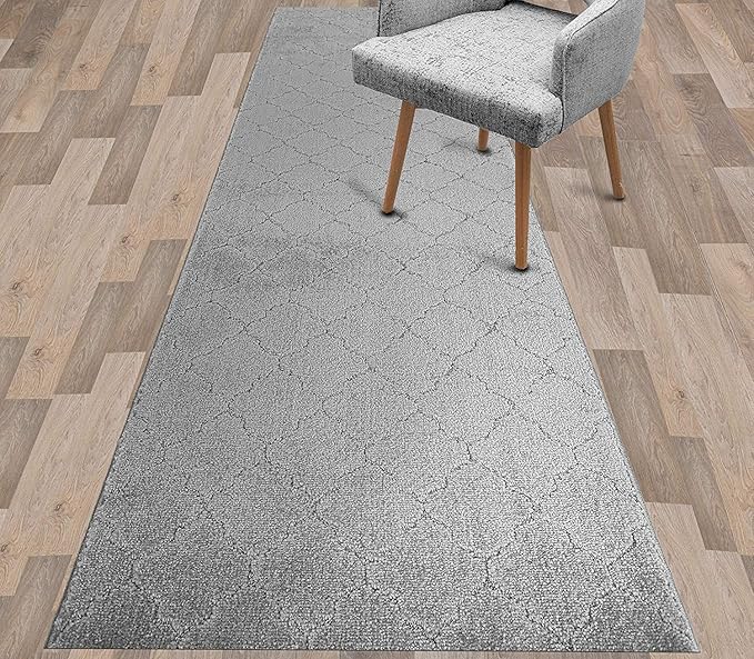 Custom Size Modern Runner Rug Carpet for Hallway Entryway Foyer Kitchen, Slip Resistant Latex Rubber Backed 31 inch Wide X Customized Length, Clouds Grey, 31 inch X 12 feet