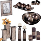 Creative Scents Dublin Brown Pillar Candle Holder Set of 2 - Home Decor Aesthetic, Coffee Table Decor Mantel Centerpieces Table Decorations, Living Room Decor or Dining Tabletop Decor -Gift Packaged-