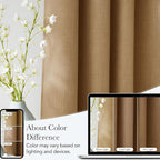 NICETOWN Faux Linen Caramel Blackout Curtains 84 inches Long for Living Room - Privacy Panels for Bedroom, Modern Farmhouse Style Easy Care Grommet Top, 2 Panels, W52 by L84