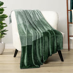 Pavilia Green Ombre Fleece Bed Blanket, Soft & Lightweight, Emerald Forest Green Gradient, Cozy Microfiber, Twin Size (60x80)