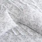 Laura Ashley - Flannel Sheets Twin Size, Anti-Pilling & Wrinkle Resistant Cotton, Touchably Soft for All-Season Comfort - Bed Sheets with Matching Pillowcase & Fitted Sheet (Vanessa Grey)