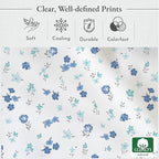 California Design Den Deep Pocket Twin Sheets Set - 400 Thread Count Sateen, Natural 100% Cotton Sheets, Cooling and Durable Bedding Set - Blooming Meadows