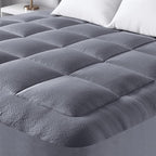 Ultra Soft Queen Size Mattress Topper - Viscose Made from Bamboo Pillow Top Mattress Pad for Back Pain Relief - Naturally Cooling for Hot Sleepers, Gray