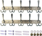 Dseap Wall Mounted Coat Rack - 5 Tri Hooks, Heavy Duty, Stainless Steel, Metal Coat Hook Rail for Coat Hat Towel Purse Robes Mudroom Bathroom Entryway (Bronze, 2 Packs)