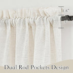 RYB HOME Natural Linen Blend Curtains - Semi Sheer Privacy Window Drapes, Soft Breathable Vintage Light Filtering Sheer Curtains 108 Inches Long for Sliding Door Bedroom, W 52 x L 108, 2 Pcs, Linen
